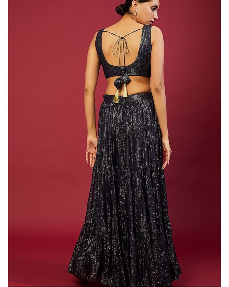 Monk & Mei - Midnight Blue Lehenga Set - Image 2