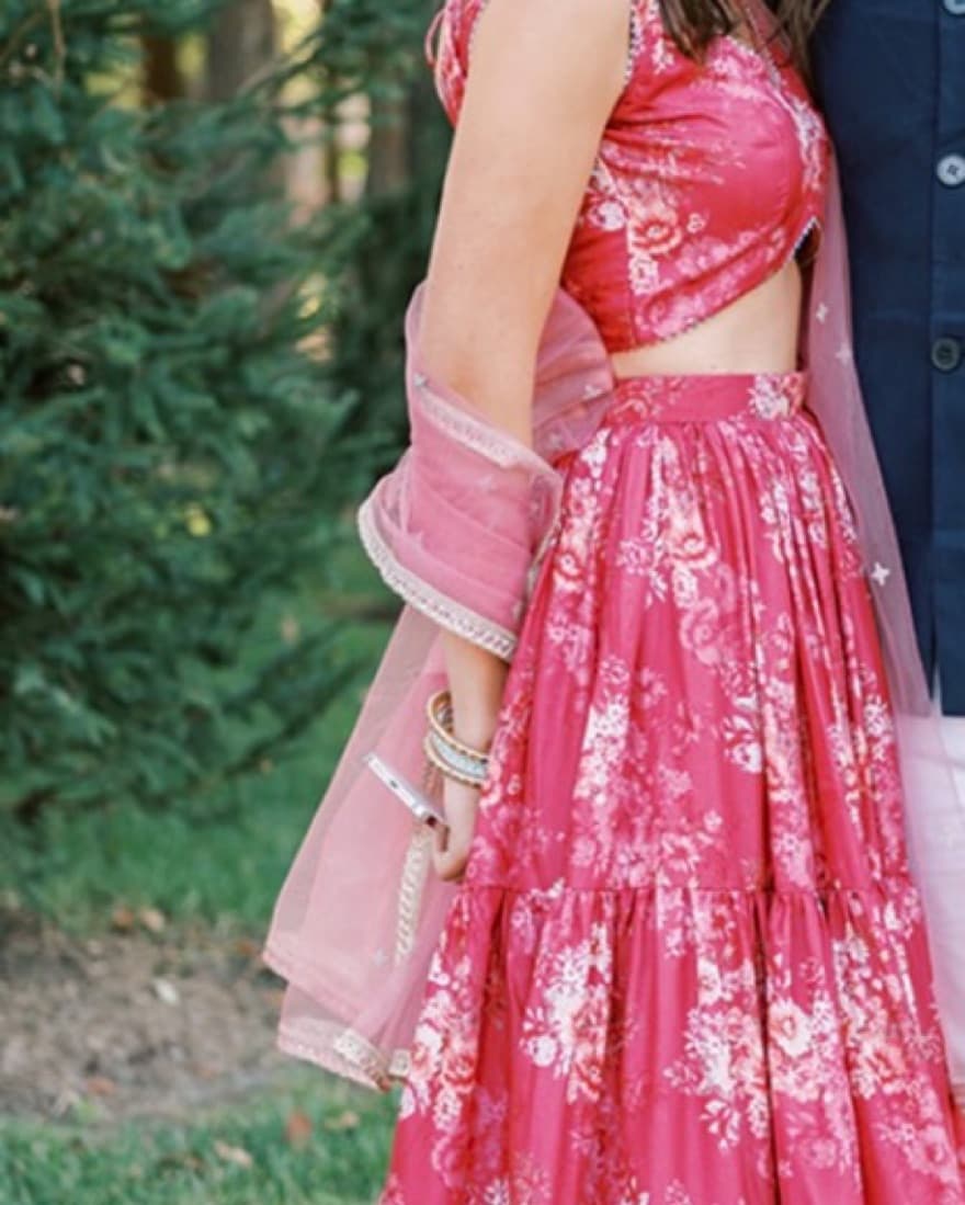 Dusty Pink Floral Lehenga - Image 1