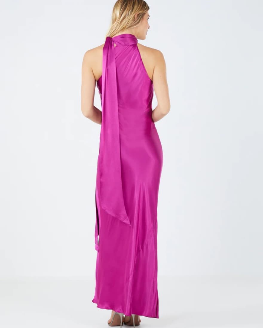 Magenta Satin Halter Gown BGBG - Image 6