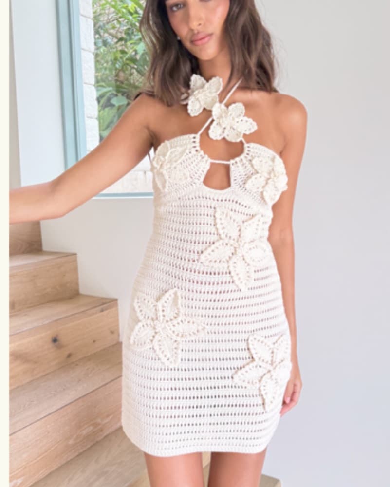 Kyla Floral Crochet Mini Dress  - Image 1