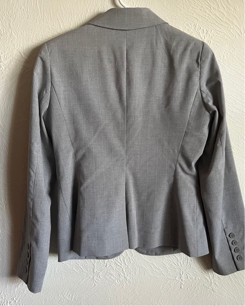 Chic Grey Pinstriped Blazer - Image 2