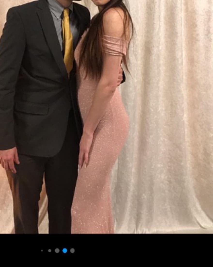 Sparkly Pink Off The Shoulder Dress - Image 1