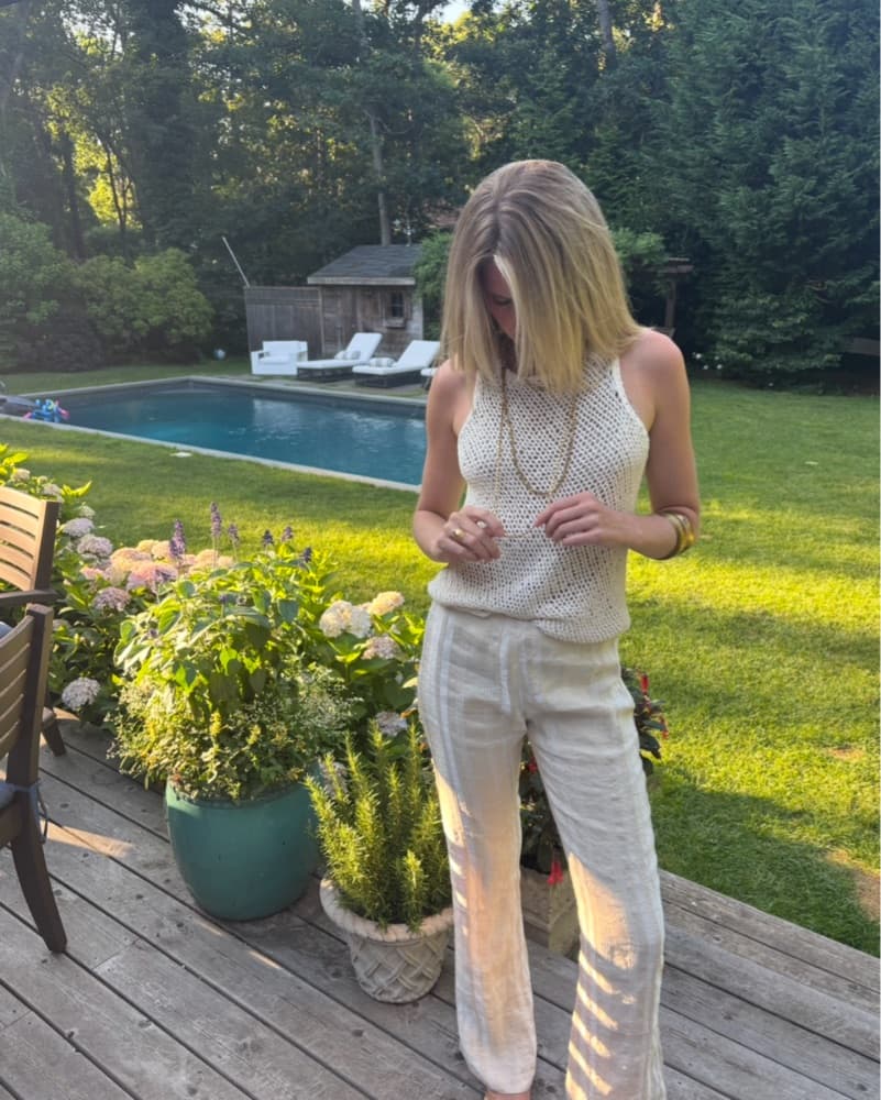 Cream And White Striped Pants  - Image 5