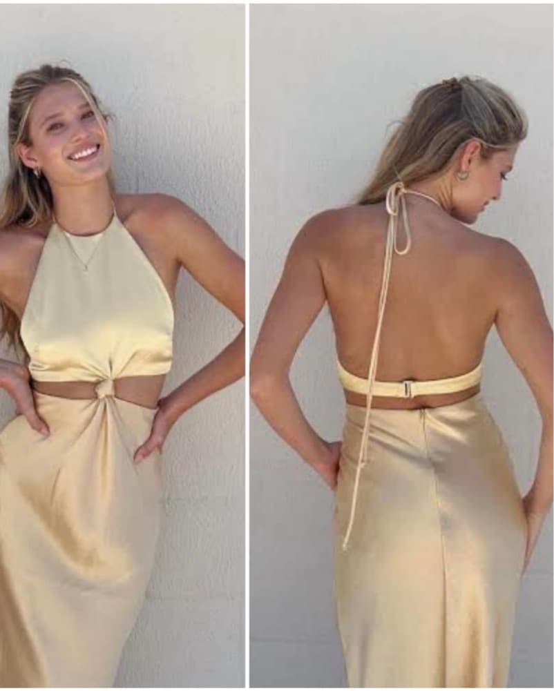 Carrie Halter Gold Cut Out Maxi Twist - Image 2