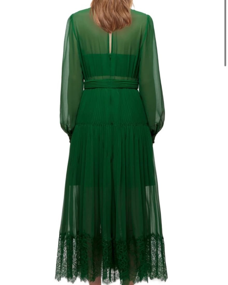 Self-Portrait Green Chiffon Dress - Image 3