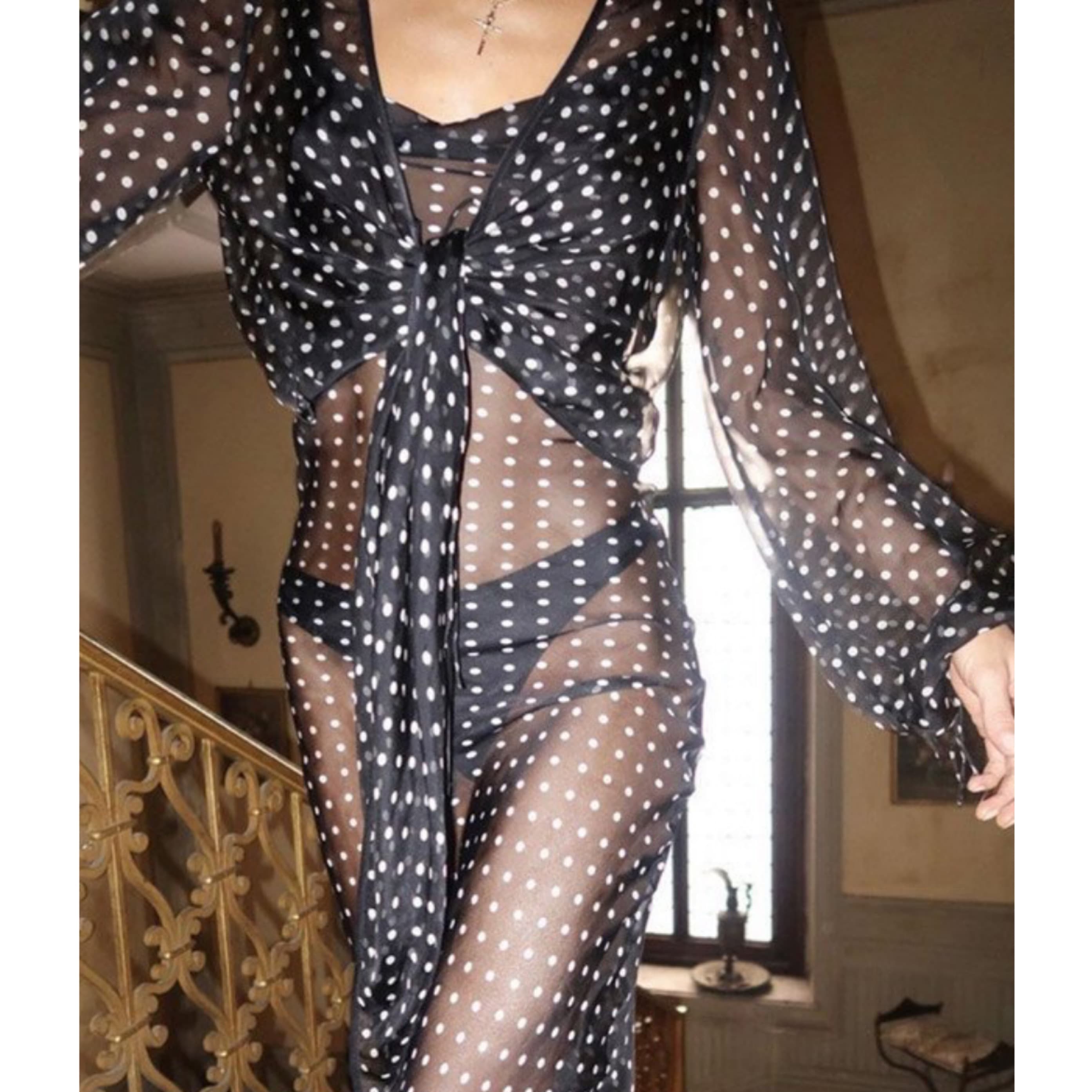 Rat & Boa Sheer Black Poka Dot Dress - Image 5