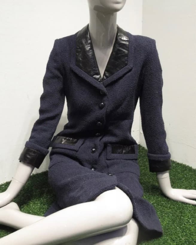 CHANEL size 34 blue cotton COAT DRESS - Image 6