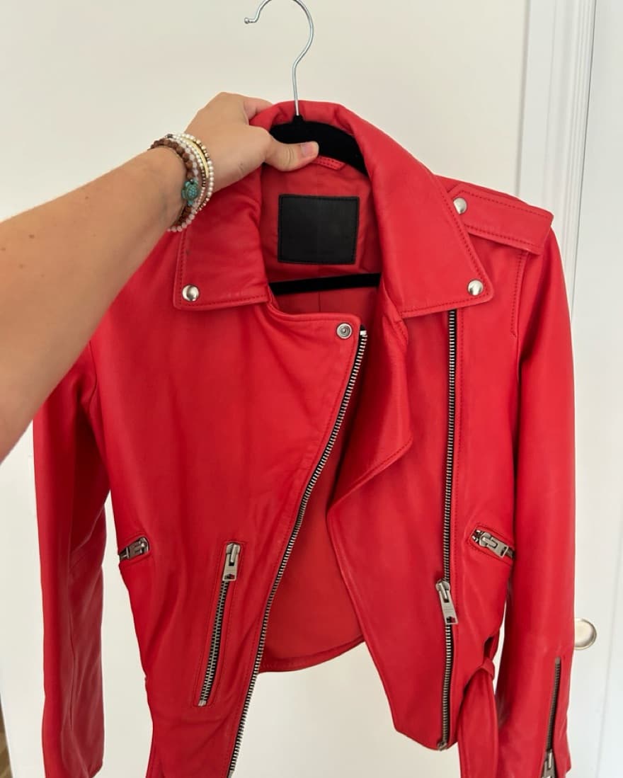 All Saints Red Leather Jacket - Size 6 - Image 1
