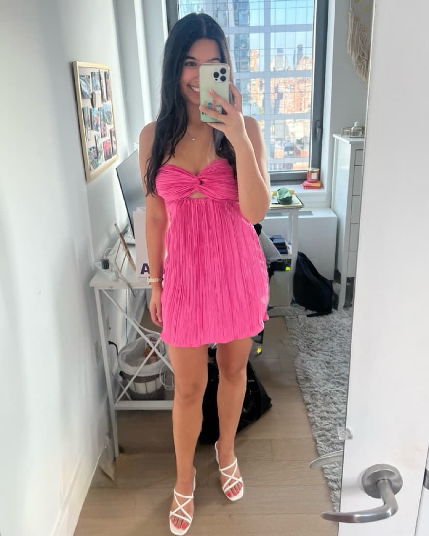 Strapless Pink Mini Dress - Image 3