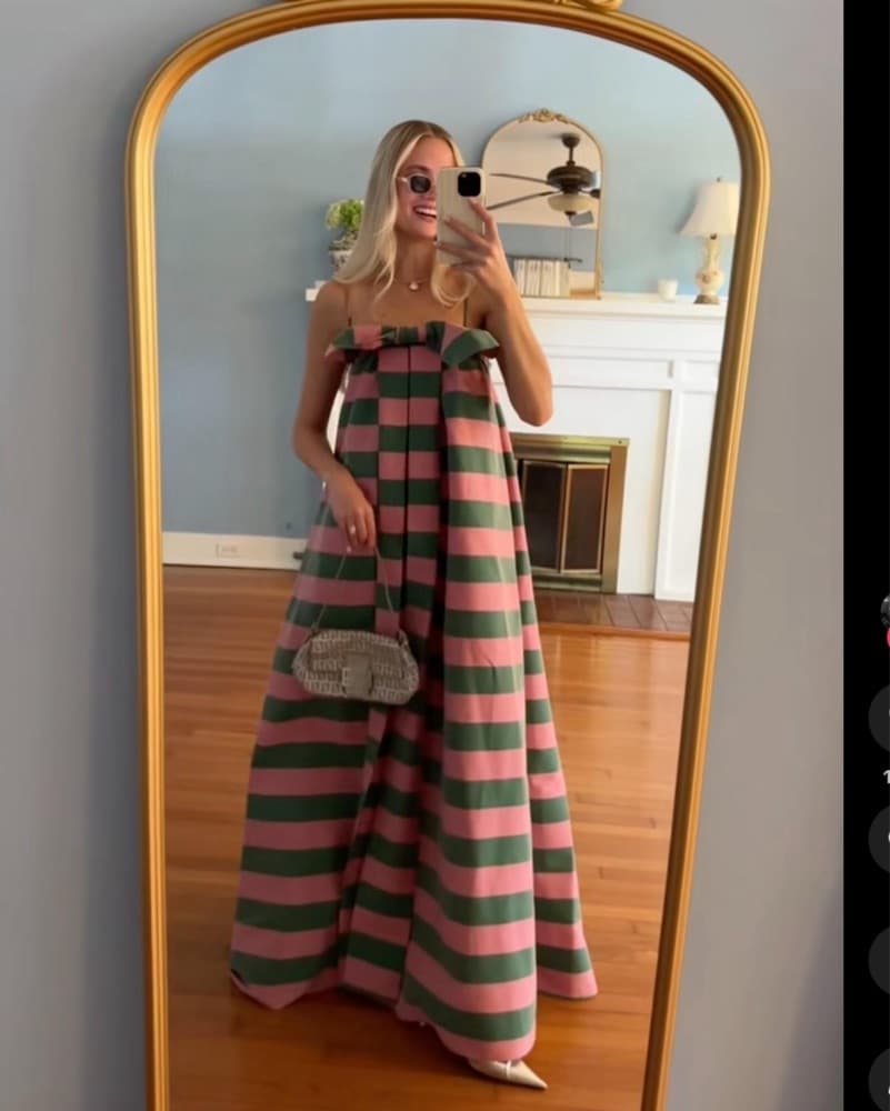 Bernadette Estelle Striped Dress | Bernadette Dress, Green Wedding Guest Dress, Palm Beach Chic - Image 1