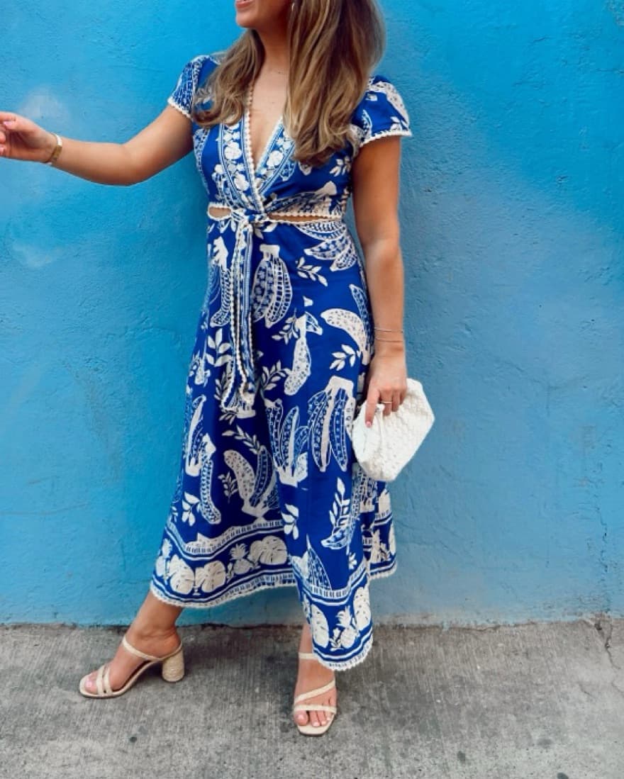 Blue And White Farm Rio Dress - Image 1