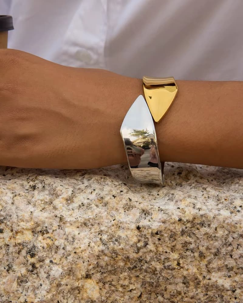 Chic Metallic Contrast Cuff Bracelet - Image 2
