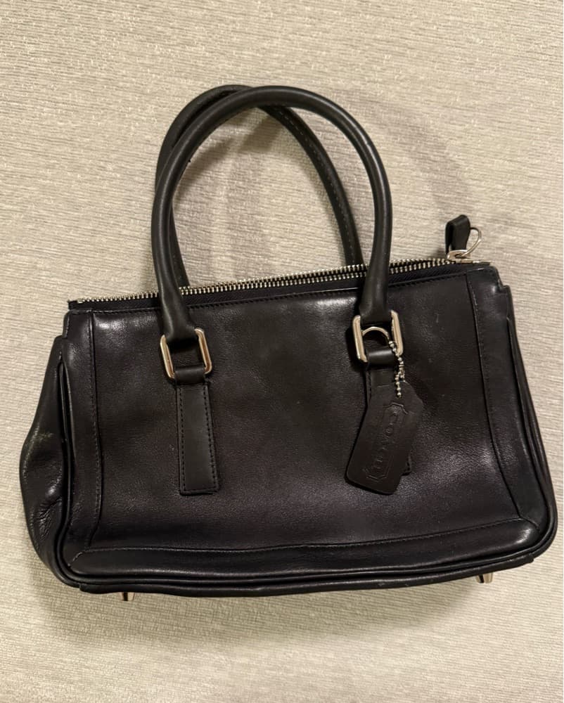 Vintage Black Leather Coach Mini Bag - Image 1