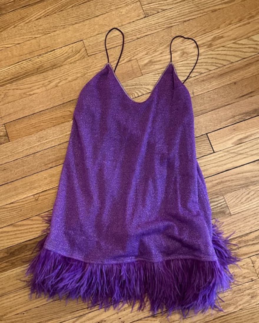 Purple Oseree Feather Dress - Image 3