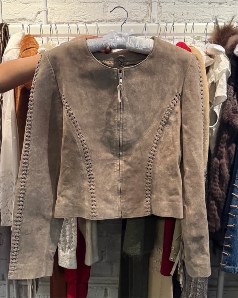 Suede Fringe Jacket with Zip Detail - Image 3