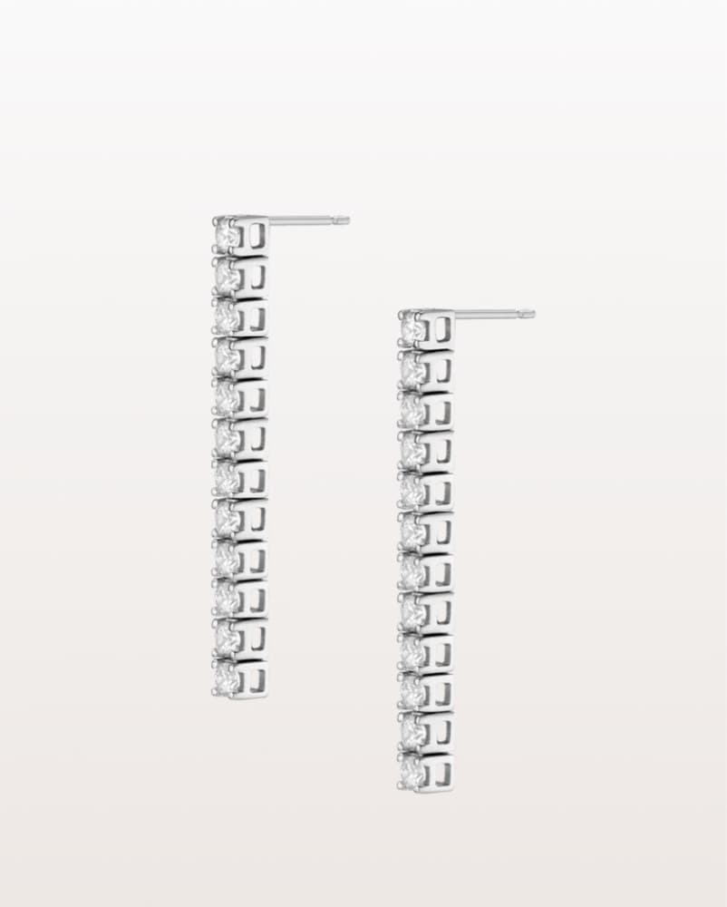 White Sapphire Tennis Earrings - Image 2