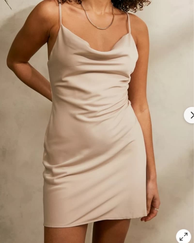 UO Mallory Cowl Neck Nude Dress - Image 2