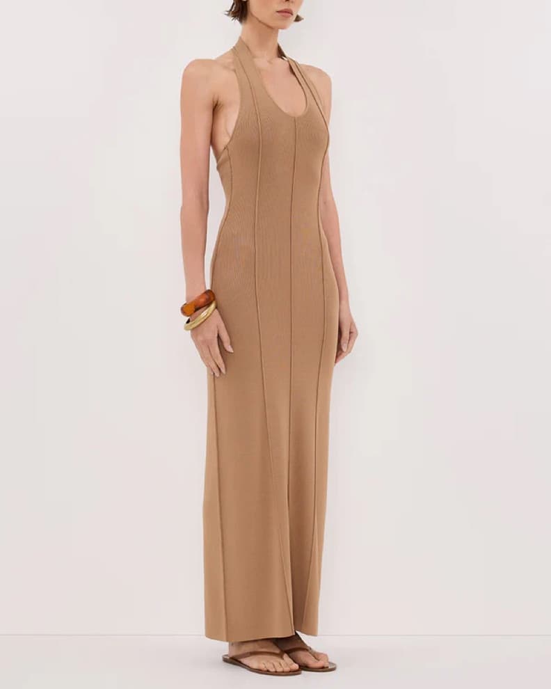 Dissh, Liss Tan Halter Maxi Dress - Image 4