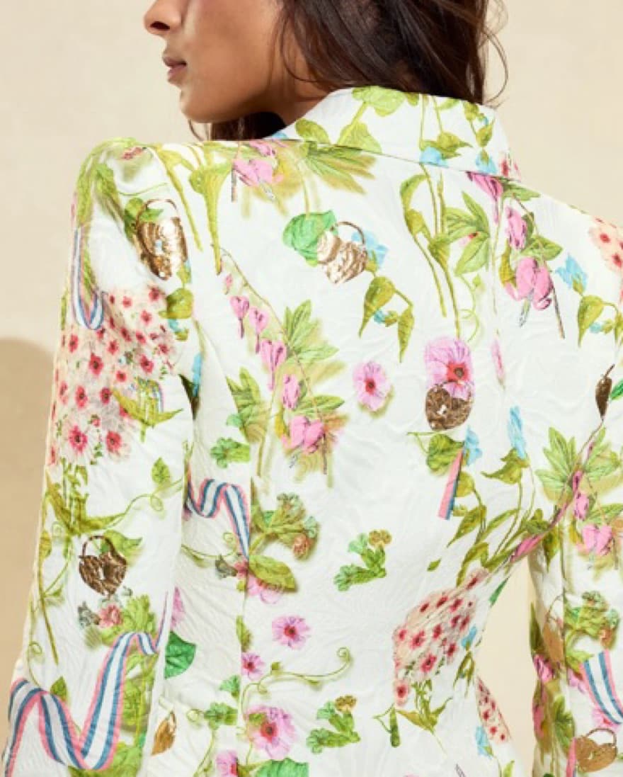Printed Brocade Fitted Jacket - Image 4