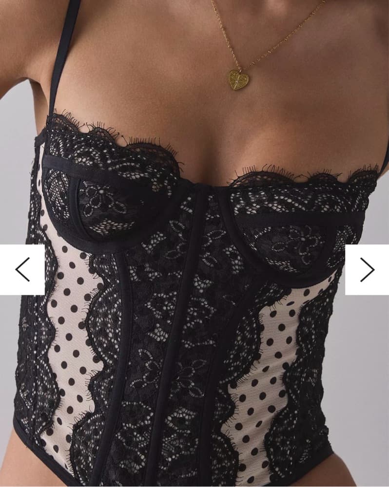 Elegant Polka Dot Lace Corset Top - Image 3