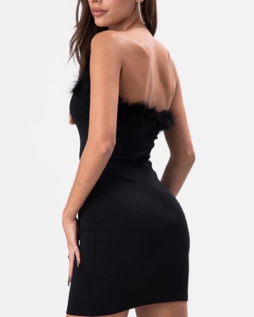 Adika Moulin Faux-Fur Detail Tube Dress - Image 3