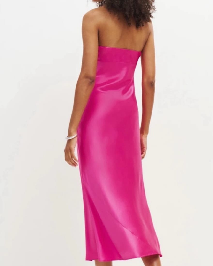 Reformation Joanna Silk Dress Fuchsia  - Image 3