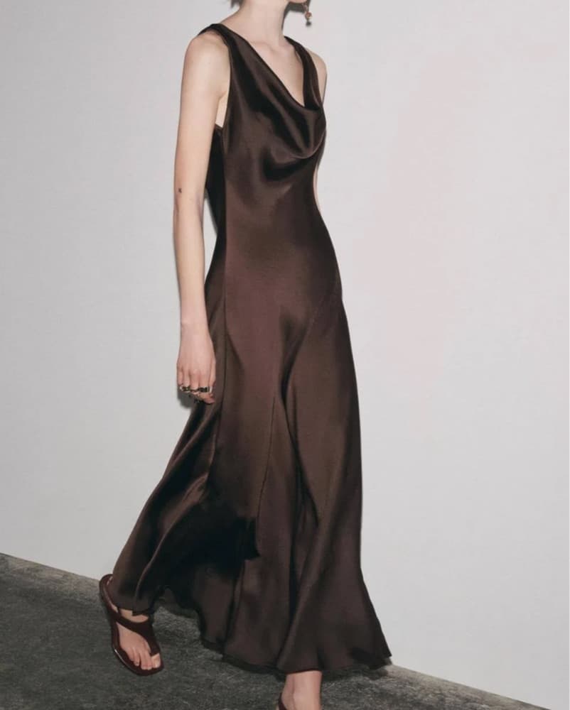 Brown Silk Dress - Image 2