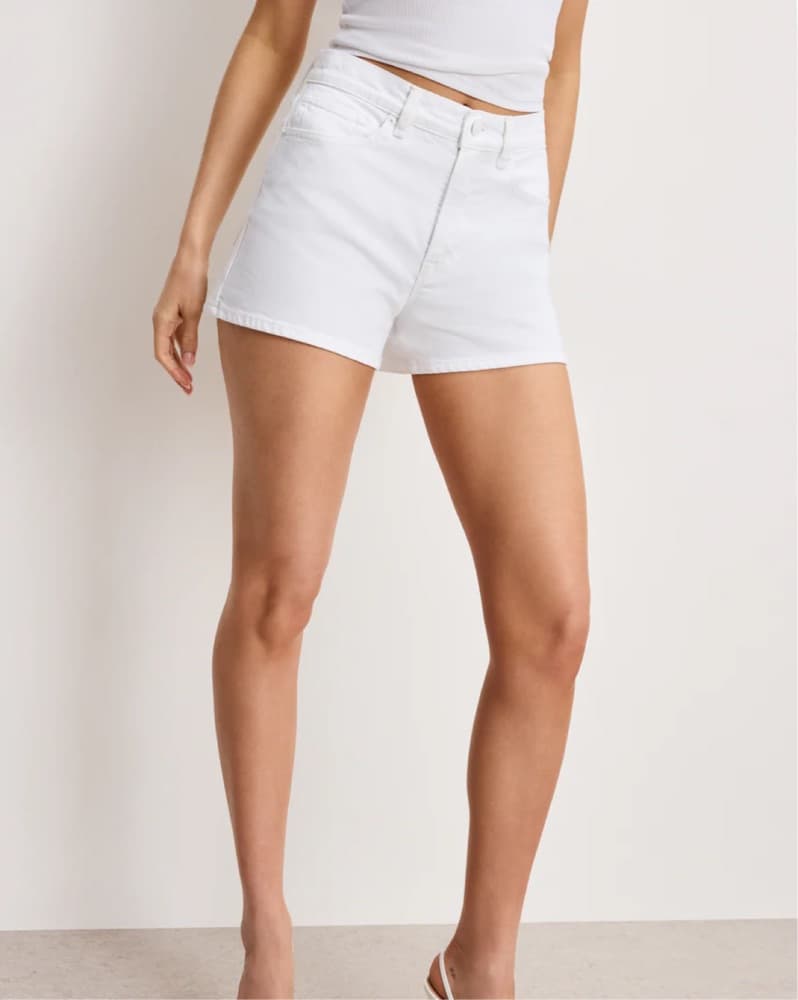 Good AmericWhite Denim Distressed Shorts - Image 3