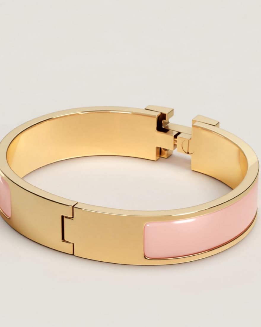 Hermes Clic Bracelet - Pink & Gold - Image 2