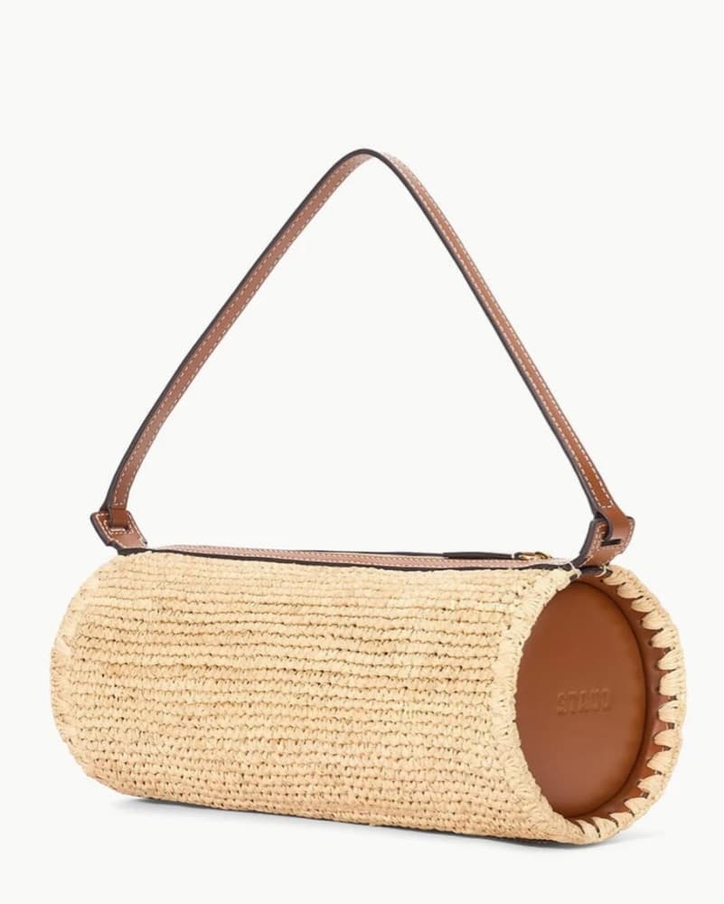 STAUD Chic Straw Barrel Bag - Image 1