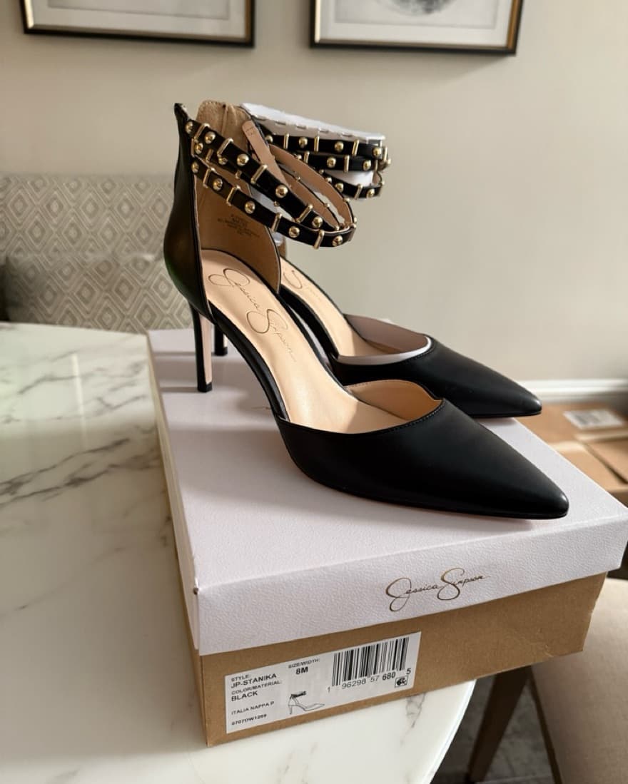 Stunning Studded Ankle Strap Pumps - Image 1