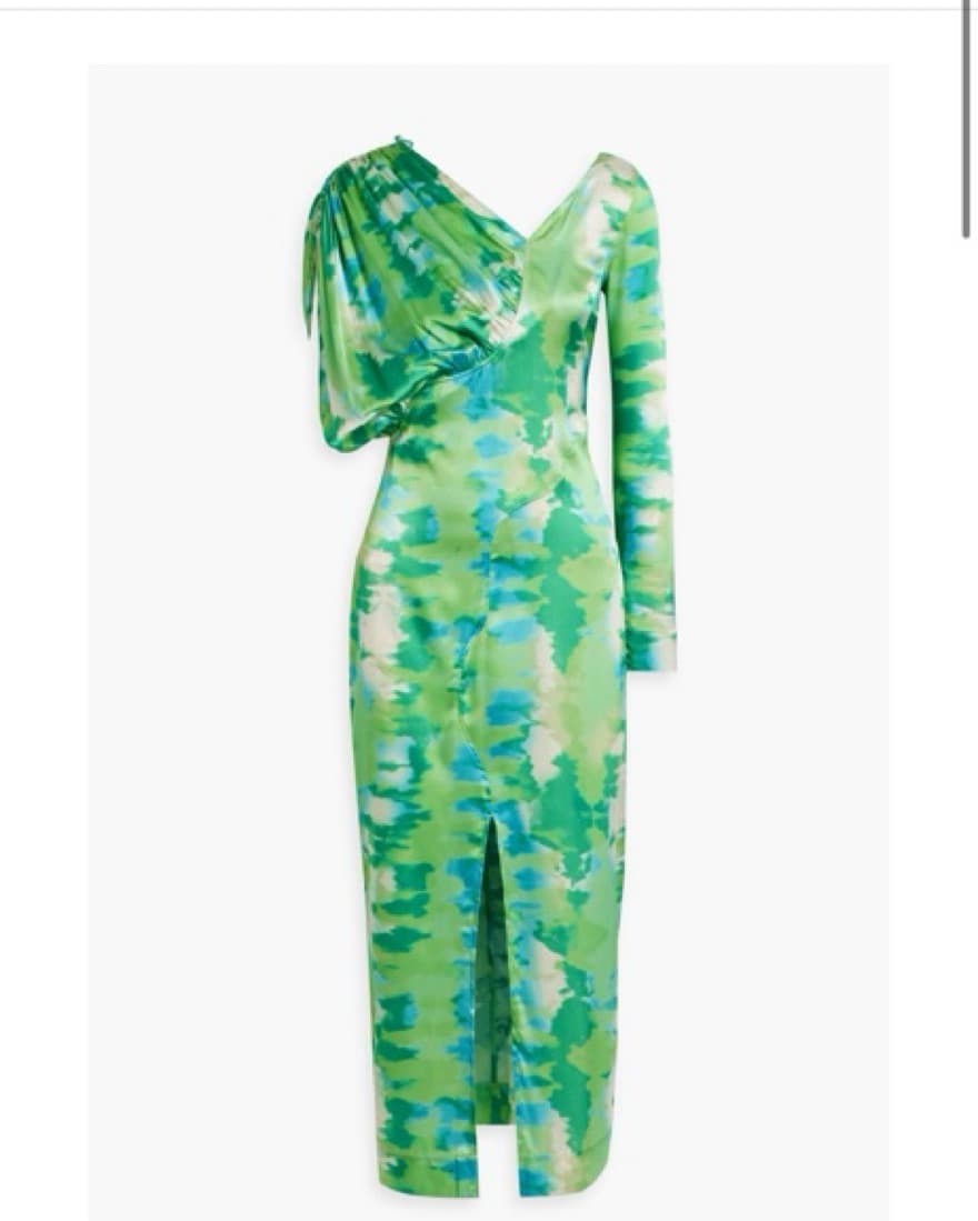 Ganni Asym Stretch Silk Satin Midi Dress - Image 1