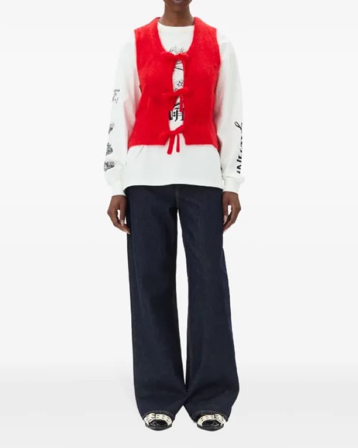 GANNI Red Bow Vest - Image 1