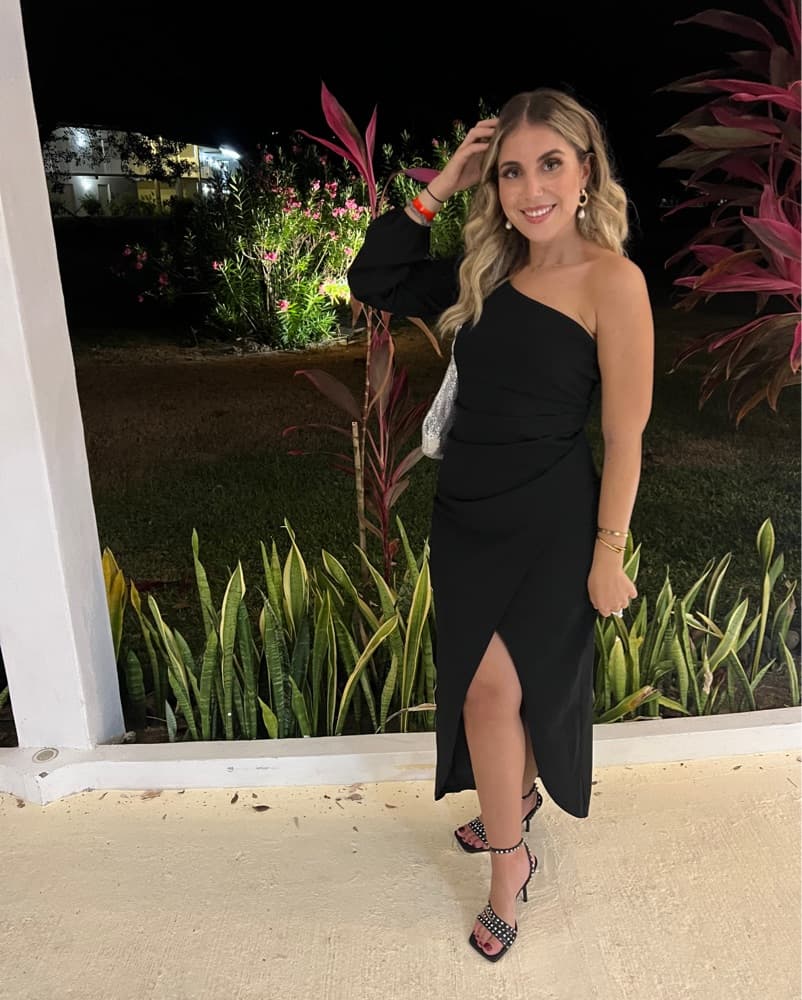 One Shoulder Black Zara Dress With Split - Image 1