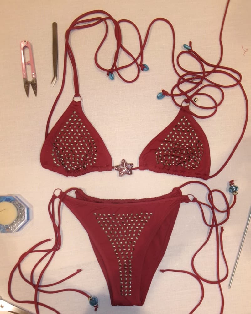 Custom - Plum Studded Bikini Set - Image 4