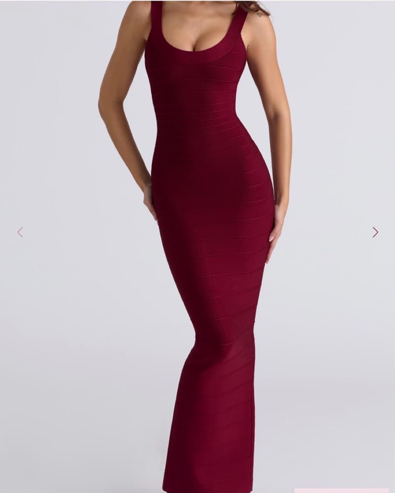 Alluring Bordeaux Bandage Dress - Image 2