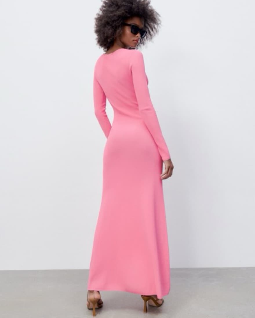 Zara Pink Cut Out Long Sleeve Maxi Dress - Image 2