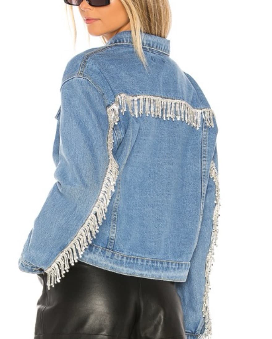 Raya Rhinestone Fringe Denim Jacket - Image 1