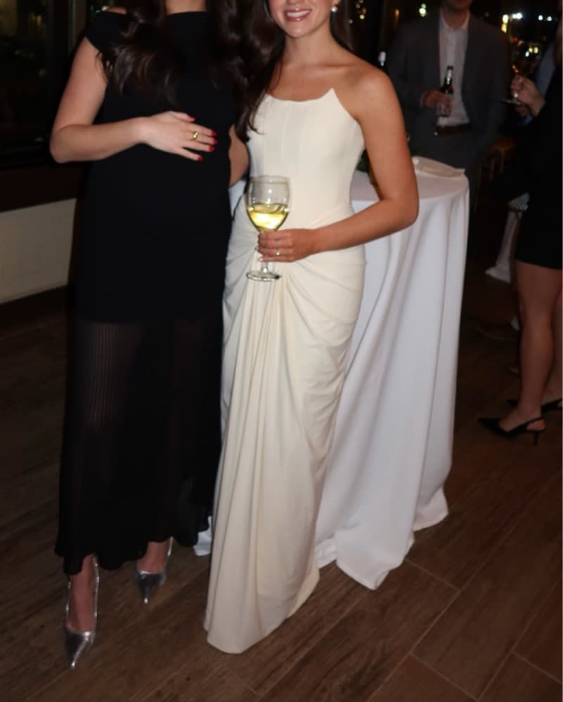 Elegant White Draped Gown - Image 3