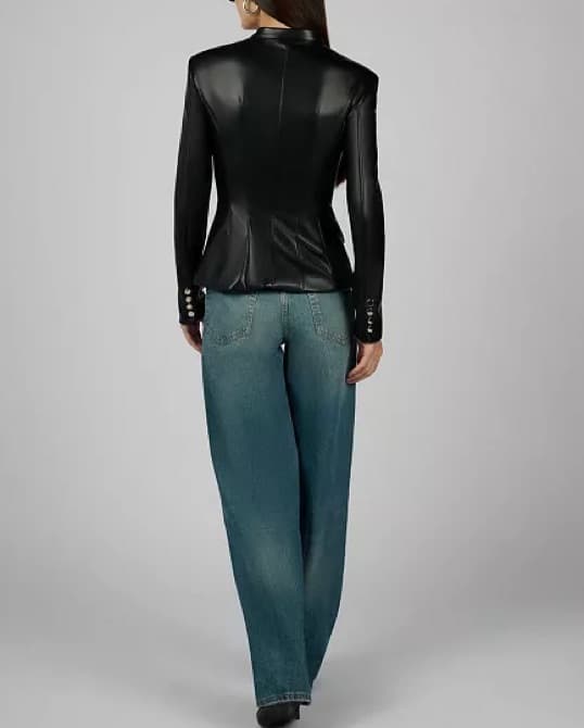 Sleek Faux Leather Jacket - Image 3