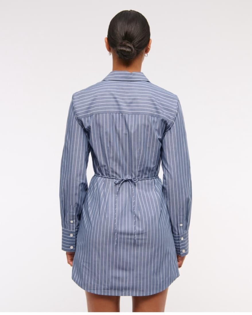 A&F Fitted Long Sleeve Mini Shirt Dress - Image 2