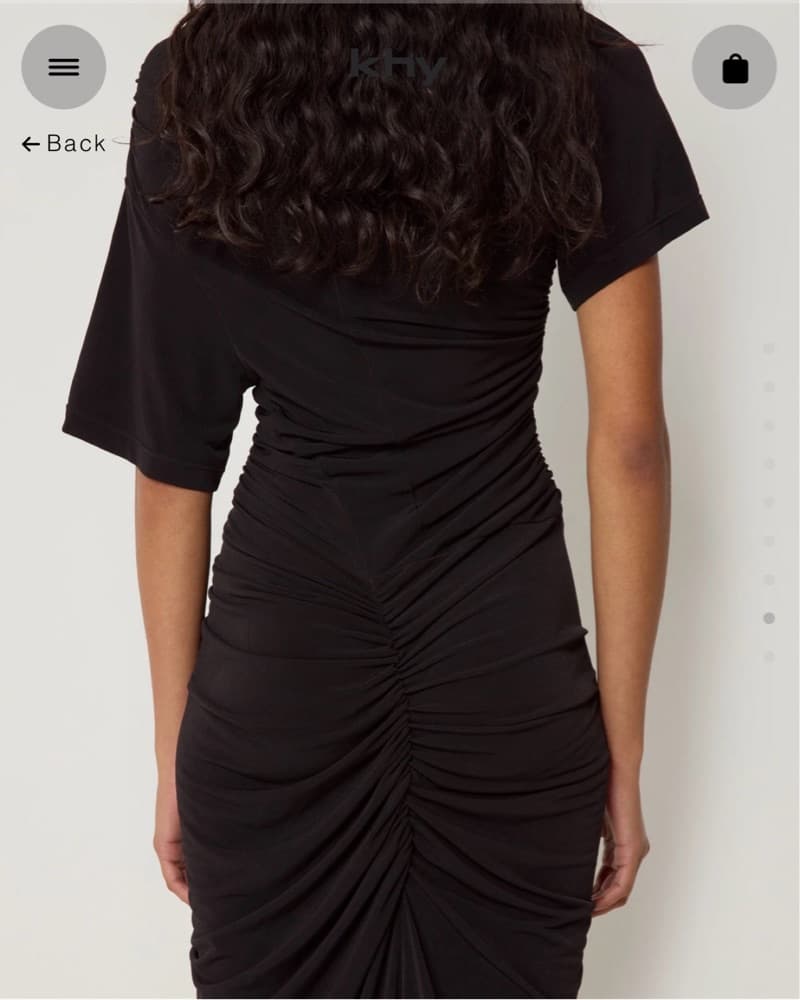 Khy Asymmetrical Ruched Black Dress - Image 4