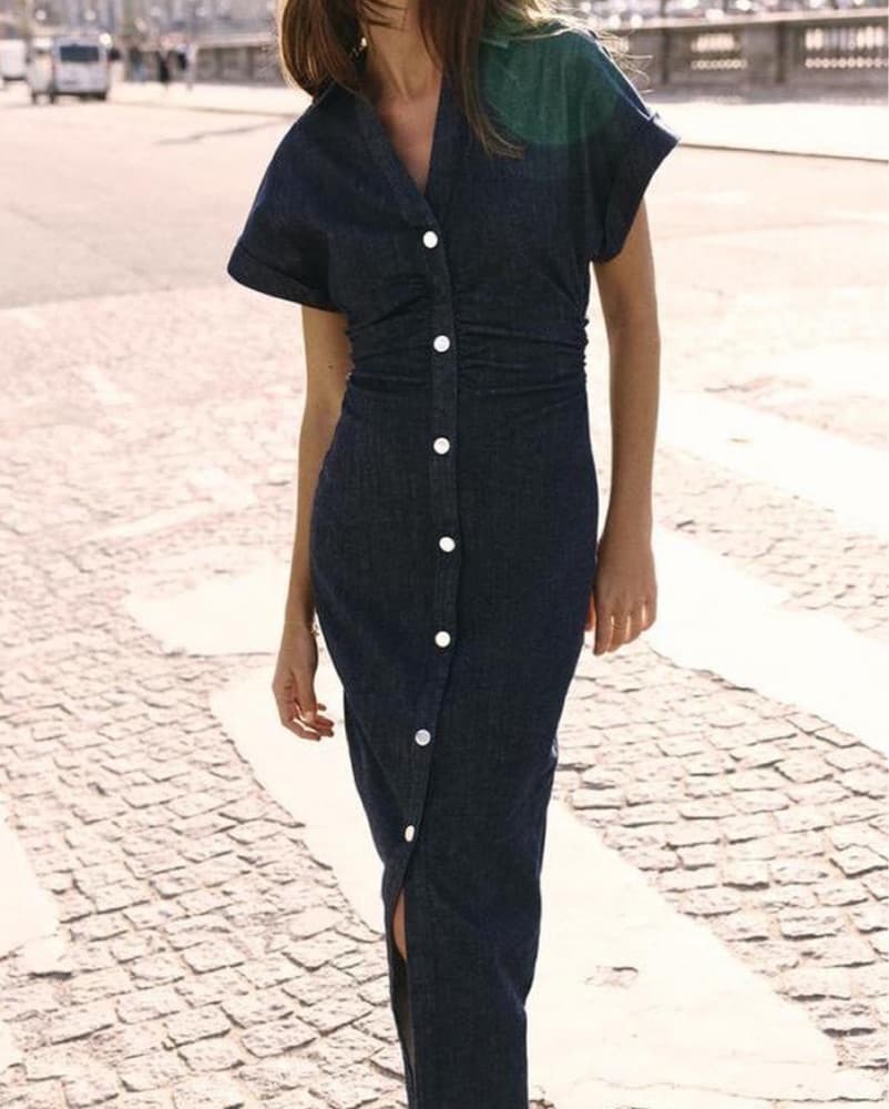Zara Denim Button Down Maxi Dress - Image 2