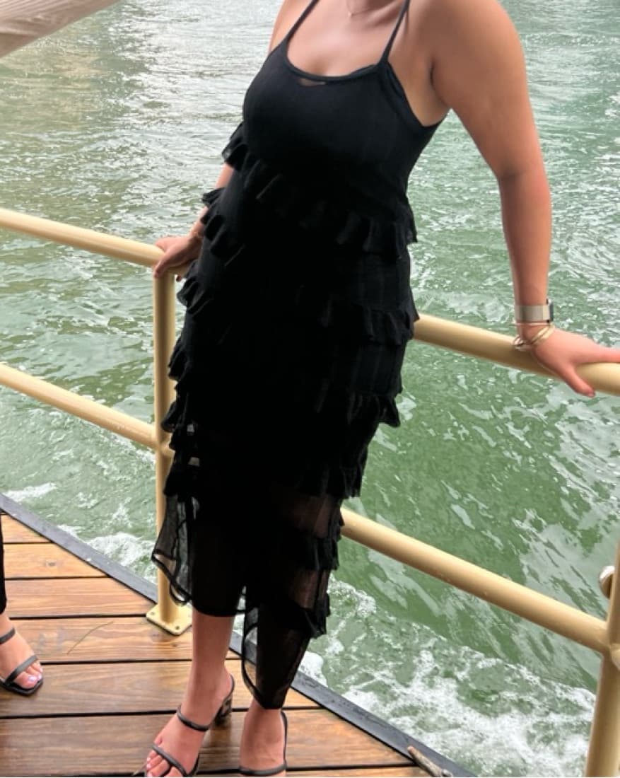 Black Tiered Ruffle Dress - Image 2