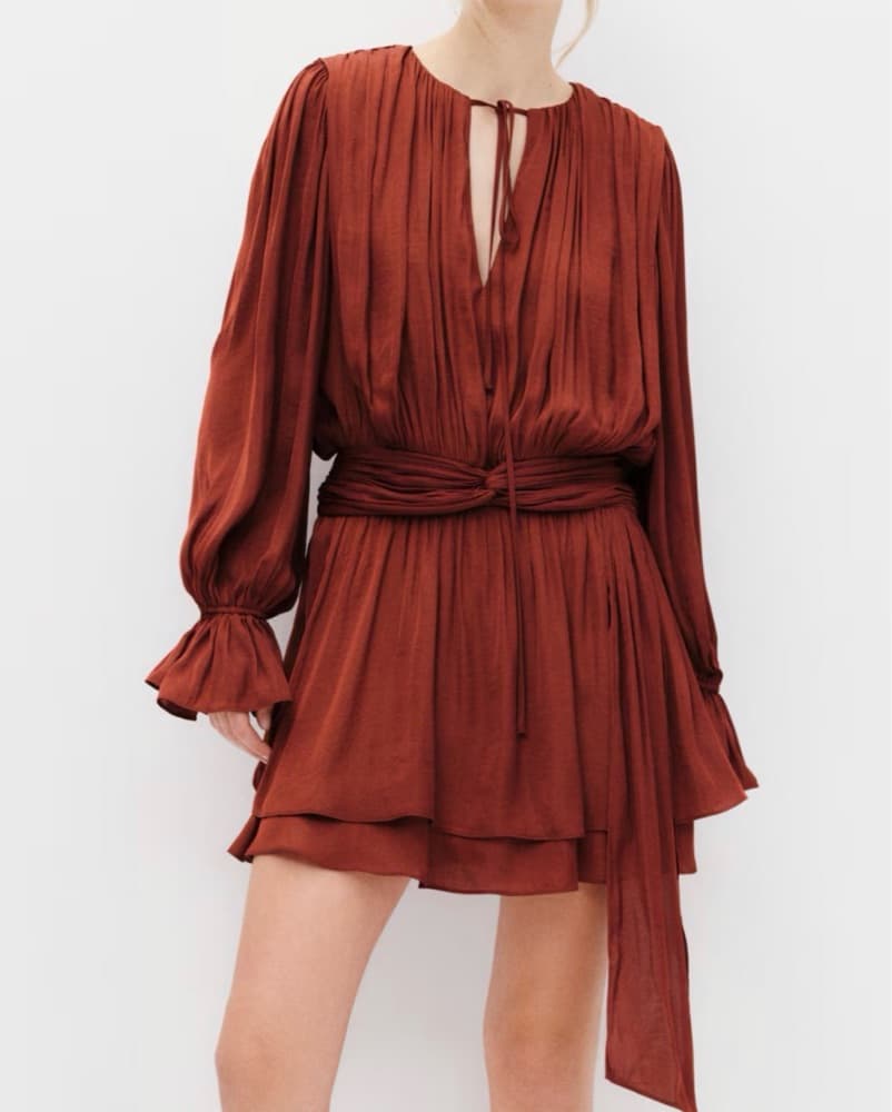 Draped Dress In Rust  - Image 1