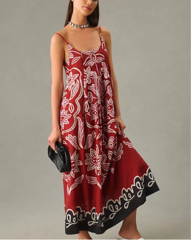 Anthropologie Red Pleated Dress  - Image 1