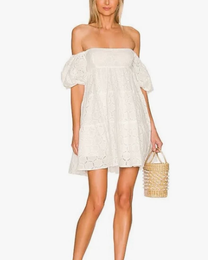 Revolve Bardot White Mini Dress - Image 1