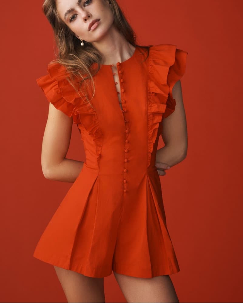 Anthropologie Maeve Ruffle Sleeve Romper - Image 1