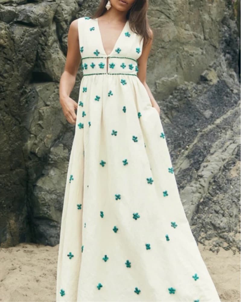 Eddy Ivory & Turquoise Dress  - Image 1