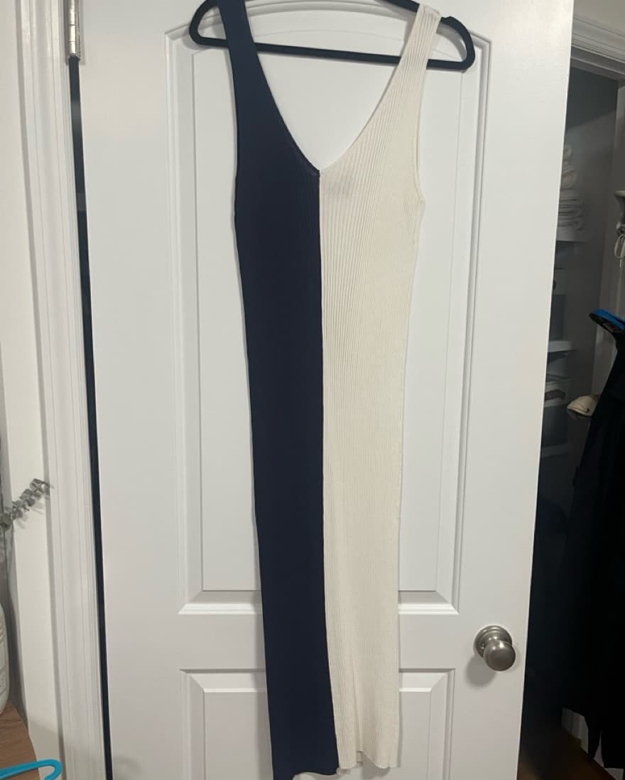 Staud - Navy White Dana Dress - Size L - Image 5